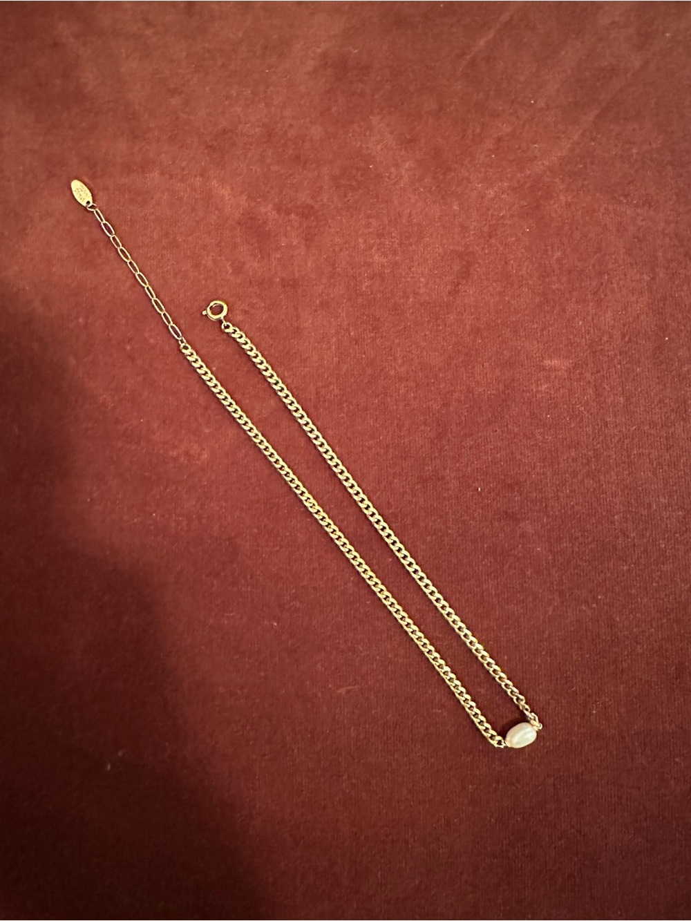 Gold Chain Necklace with White Pearl Accent
